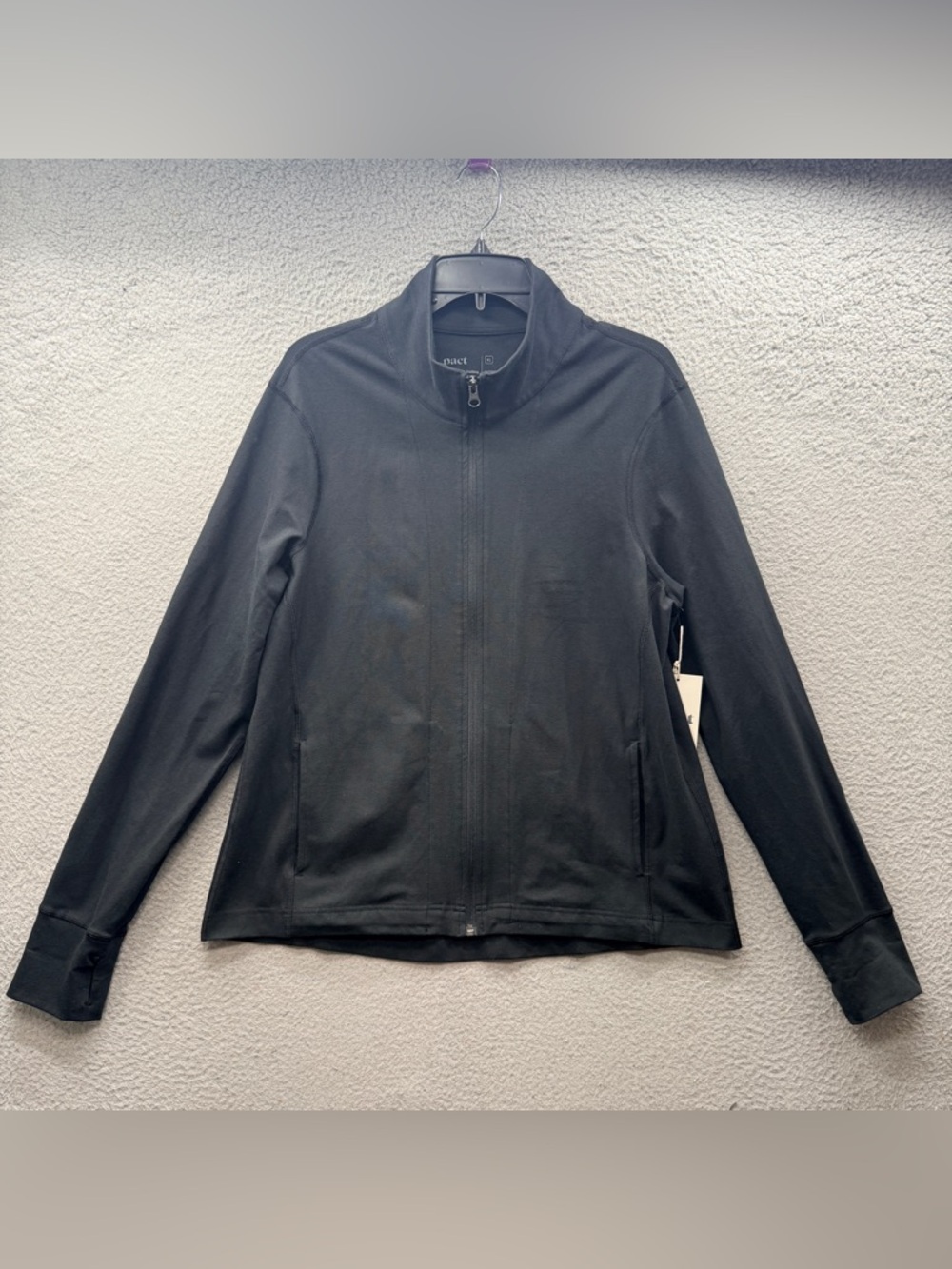 NWT Pact Black Go To Slim Zip Up Jacket Organic Cotton Casual Athletic Size XL